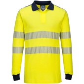 Portwest Modaflame PW3 FR702 Yellow Inherent Flame Retardant Anti Static Arc Flash Hi Vis Long Sleeve Polo Shirt