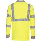 Portwest FR77 Yellow Modaflame Knit Flame Resistant Anti Static Long Sleeve Hi Vis Polo Shirt