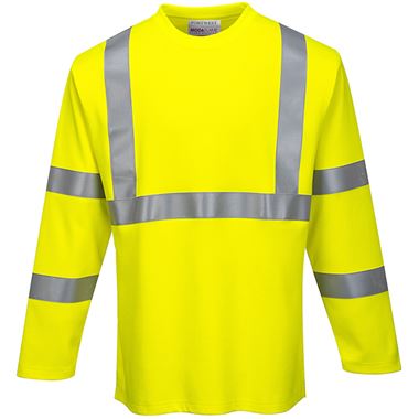 Portwest FR96 Yellow Modaflame Knit Inherent Flame Resistant Anti Static Arc Hi Vis Long Sleeve T-Shirt