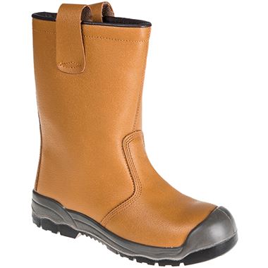 Portwest FW13 Steelite Tan Fur Lined Safety Rigger Boot with Scuff Cap S1P CI SRC