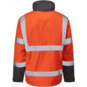 Leo Workwear Chivenor Orange EcoViz 4K Baffle Lined Waterproof Hi Vis Bomber Jacket 