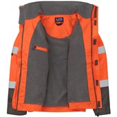 Leo Workwear Bickington Orange EcoViz 4K Superior Fleece Lined Waterproof Hi Vis Bomber Jacket