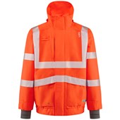 Leo Workwear Dartmoor Orange EcoViz 15K Mesh Lined Waterproof Breathable Hi Vis Bomber Jacket