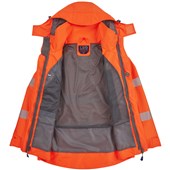 Leo Workwear Dartmoor Orange EcoViz 15K Mesh Lined Waterproof Breathable Hi Vis Bomber Jacket