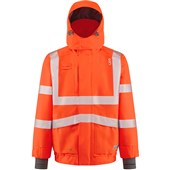 Leo Workwear Dartmoor Orange EcoViz 15K Mesh Lined Waterproof Breathable Hi Vis Bomber Jacket