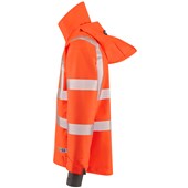 Leo Workwear Dartmoor Orange EcoViz 15K Mesh Lined Waterproof Breathable Hi Vis Bomber Jacket