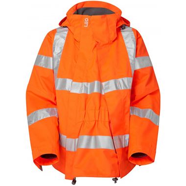 Leo Workwear Rosemoor Orange Women's Waterproof Breathable Hi Vis Jacket with Maternity Expander