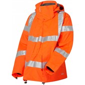 Leo Workwear Rosemoor Orange Women's Waterproof Breathable Hi Vis Jacket with Maternity Expander