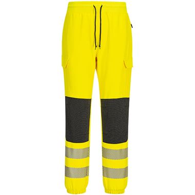 Portwest KX346 KX3 Yellow Slim Fit Stretch Hi Vis Flexi Jogging Bottoms