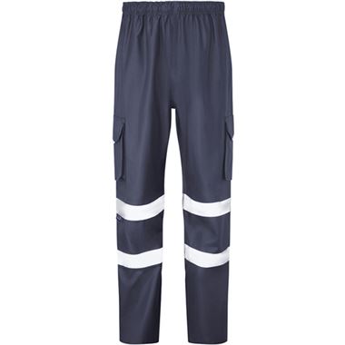 Leo Workwear Appledore Navy EcoViz 4K Waterproof Hi Vis Trouser