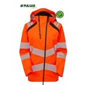 Pulsar Life LFE910 Rail Orange GRS Recycled Waterproof Breathable Hi Vis Shell Jacket