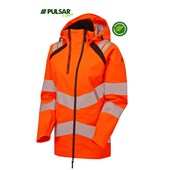Pulsar Life LFE910 Rail Orange GRS Recycled Waterproof Breathable Hi Vis Shell Jacket