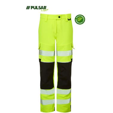 Pulsar Life LFE921 Yellow GRS Recycled 4 Way Stretch Hi Vis Combat Trouser