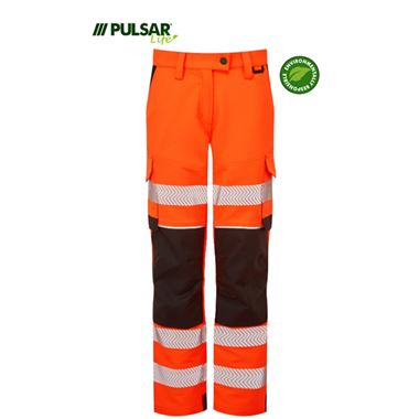Pulsar Life LFE922 Rail Orange GRS Recycled 4 Way Stretch Hi Vis Combat Trouser