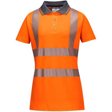 Portwest LW72 Orange Womens Hi Vis Polo Shirt