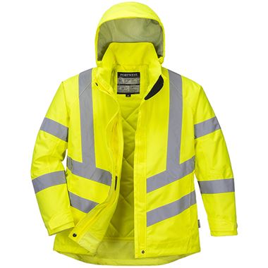 Portwest LW74 Yellow Padded Waterproof Womens Hi Vis Jacket 