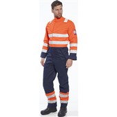 Portwest MV29 Orange/Navy Modaflame Multi Inherent Flame Resistant Anti Static Arc Hi Vis Coverall