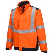 Portwest MV72 Orange/Navy Modaflame Softshell Inherent Flame Resistant Anti Static Arc Hi Vis Softshell Jacket