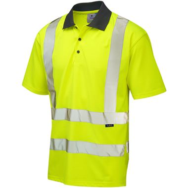 Leo Workwear Rockham Yellow Coolviz EcoViz Hi Vis Polo Shirt  