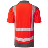 Leo Workwear Peppercombe Red/Grey EcoViz Performance Dual Colour Hi Vis Polo Shirt