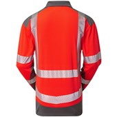 Leo Workwear Wringcliff Red EcoViz Performance Dual Colour Hi Vis Long Sleeved Polo Shirt