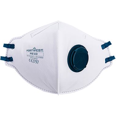 Portwest P210 FFP2 Valved Dolomite Fold Flat Disposable Masks (Pack 3) No stock
