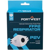 Portwest P210 FFP2 Valved Dolomite Fold Flat Disposable Masks (Pack 3) No stock