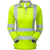 Pulsar P702 Yellow Women's Hi Vis Long Sleeve Polo Shirt