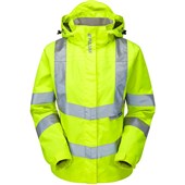 Pulsar P704-R Yellow GRS Recycled Women's Mesh Lined Waterproof Hi Vis Storm Jacket