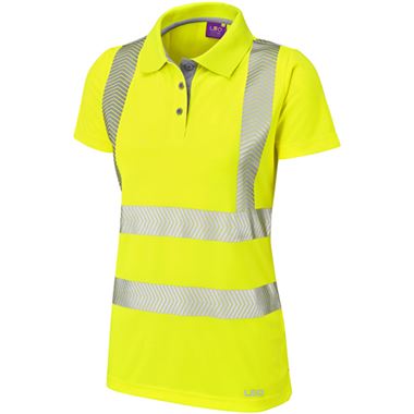 Leo Workwear Pippacott Yellow EcoViz Coolviz Ultra Women's Hi Vis Polo Shirt