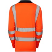 Leo Workwear Beaford Rail Orange EcoViz Comfort Women's Hi Vis Long Sleeved Polo Shirt