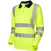 Leo Workwear Beaford Yellow EcoViz Comfort Women's Hi Vis Long Sleeved Polo Shirt