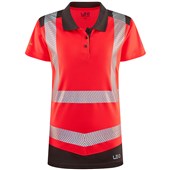 Leo Workwear Elmscott Red/Grey EcoViz Performance Dual Colour Women's Hi Vis Polo Shirt