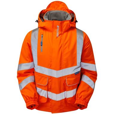 Pulsar PR496-R Rail Orange GRS Recycled Padded Waterproof Hi Vis Bomber Jacket