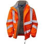 Pulsar PR496-R Rail Orange GRS Recycled Padded Waterproof Hi Vis Bomber Jacket