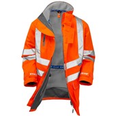 Pulsar PR502-R Rail Orange GRS Recycled Padded Waterproof Hi Vis Storm Jacket