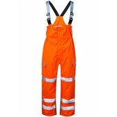 Pulsar PR504-R Rail Orange GRS Recycled Foul Weather Hi Vis Waterproof Bib & Brace
