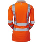 Pulsar PR703-R Rail Orange GRS Recycled Women's Hi Vis Long Sleeve Polo Shirt