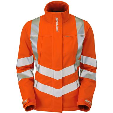 Pulsar PR707-R Rail Orange GRS Recycled Women's Hi Vis Softshell Jacket (3L)