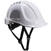 Portwest PS54 Endurance Safety Helmet with Chin Strap - Electrical Insulated Non Vented Wheel Ratchet Short Peak