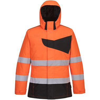 Portwest PW261 PW2 Orange/Black Padded Waterproof Hi Vis Winter Jacket 