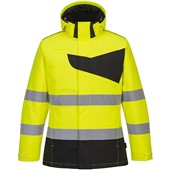 Portwest PW261 PW2 Yellow/Black Padded Waterproof Hi Vis Winter Jacket 