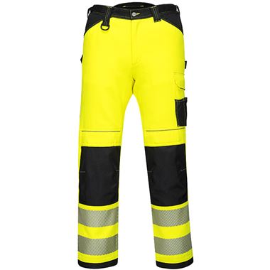 Portwest PW303 PW3 Yellow Polycotton Stretch Lightweight Hi Vis Trousers