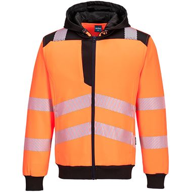 Portwest PW327 PW3 Orange Polycotton Hi Vis Zipped Hoodie