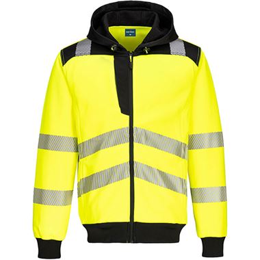 Portwest PW327 PW3 Yellow Polycotton Hi Vis Zipped Hoodie