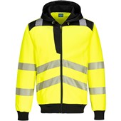 Portwest PW327 PW3 Yellow Polycotton Hi Vis Zipped Hoodie