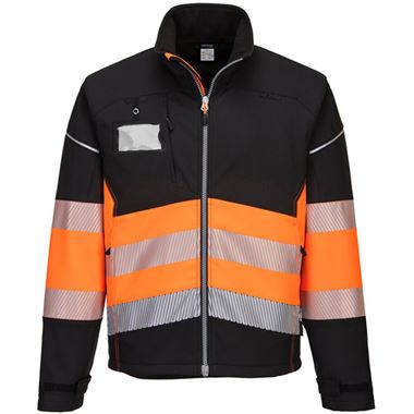 Portwest PW375 PW3 Black/Orange Hi Vis Class 1 Softshell Jacket (3L)