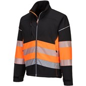 Portwest PW375 PW3 Black/Orange Hi Vis Class 1 Softshell Jacket (3L)