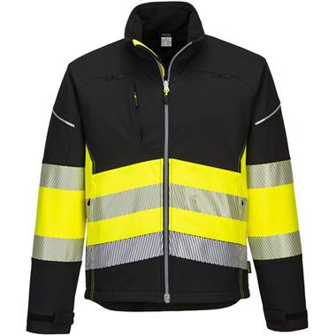 Portwest PW375 PW3 Black/Yellow Hi Vis Class 1 Softshell Jacket (3L)