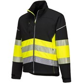 Portwest PW375 PW3 Black/Yellow Hi Vis Class 1 Softshell Jacket (3L)